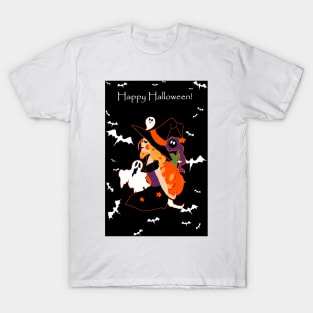 "Happy Halloween" Cute Spooky Witch T-Shirt